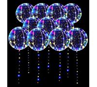 Lot de 10 ballons lumineux à LED Bobo de 50,8 cm avec guirlande lumineuse - Multicolore pour Saint-Valentin, mariage, remise de diplôme, décoration de fête d'anniversaire