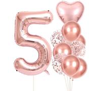 Lot de 10 ballons roses pour le 5e anniversaire, latex et papier d'aluminium, hauteur 81 cm