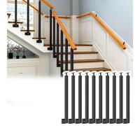 Lot de 10 balustres d'escalier en métal noir pour terrasses et porches - Colonnes de support de 65 cm, poteaux de garde-corps d'escalier d'intérieur pour ils carrés