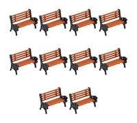 Lot de 10 bancs de parc miniatures authentiques pour trains miniatures à l'échelle HO et construction de scènes 1:75 1:100 1:200 (1:100)