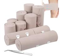 Lot de 10 Bandages Élastiques de Compression, 4 Tailles (5/7,5/10/15 cm), Bandes de Soutien Lavables avec Clip Métallique, Idéales pour Poignet, Cheville, Genou et Premiers Secours