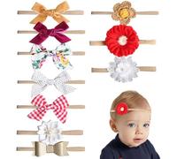 Lot de 10 bandeaux en nylon pour bébés, bandeaux avec nœud pour filles, accessoires pour cheveux pour tout-petits | Les cheveux élastiques élégants et mignons de l'enfant congèrent les bandeaux par