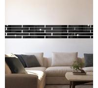 Lot de 10 bandes autocollantes en acrylique pour miroir, pour salon, chambre à coucher, 5 x 20 cm (noir)