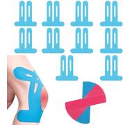 Lot de 10 bandes de kinésiologie PreCut bleues pour genoux et 20 bandes de kinésiologie prédécoupées bleu + rose (25 cm x 5 cm), sans shere, bande physiologique imperméable pour douleurs au genou (30)