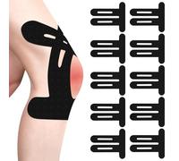 Lot de 10 bandes de kinésiologie prédécoupées pour genoux, bleues, sans shere, imperméables et élastiques, pour les douleurs au genou (noir)