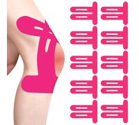 Lot de 10 bandes de kinésiologie prédécoupées pour genoux, roses prédécoupées, sans shere, imperméables et élastiques, pour les douleurs au genou (rose)