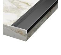 Lot de 10 bandes de transition antidérapantes en forme de L pour marches d'escalier en aluminium 0,9 m pour marches d'intérieur/extérieur (noir) Protection durable et sûre des bords