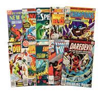 Lot de 10 bandes dessinées DC Marvel Indy Comics - Chaque bande dessinée a un minimum de 40 ans à partir des années 60, 70 et 80 - Pas de dupes ou de contenu inapproprié - Excellent cadeau de