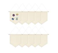 Lot de 10 bannières murales en toile vierge avec chevilles en bois et émail pour badge, boutons, collections de revers