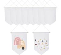 Lot de 10 bannières vierges en toile - Décoration murale à faire soi-même - Drapeaux à suspendre en émail pour collection de badges en émail - Blanc