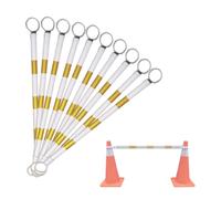 Lot de 10 Barres de cônes de signalisation rétractables - Barrière de sécurité Extensible de 1,2 à 2 m pour parkings, Chantiers Routiers, Panneau de signalisation léger Jaune et Blanc