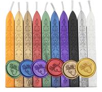 Lot de 10 bâtons de cire à cacheter de couleurs mélangées avec mèches - Style vintage - Couleurs mélangées pour sceau et sceau de cire (10)