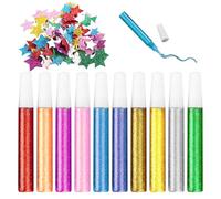 Lot de 10 bâtons de colle pailletée, 1 paquet de pansements en poudre dorée, bâtons de colle pour bricolage, décoration en poudre pailletée, craie à paillettes multicolores