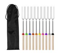 Lot de 10 bâtons de guimauve pour brasero | Bâtons télescopiques en acier inoxydable pour barbecue et feu de camp, accessoire de camping