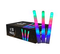 Lot de 10 Batons Lumineux LED Couleur 40cm - Baton a Mousse Lumineux pour Mariage et Fêtes avec Piles Incluses - 3 Modes de Clignotement - Livraison 24/48h - SPARKLERS CLUB (Multicouleur)