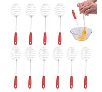 Lot de 10 battes à œufs - Batteur à œufs manuel Whisk | Mélangeur à gants | Mélangeur à lait | Mélangeur manuel | Gadget de cuisine en acier inoxydable pour sauce au lait, farine, cuisson du matcha