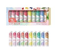 Lot de 10 baumes à lèvres de Noël, 10 saveurs, baumes à lèvres hydratants et réparateurs pour lèvres sèches gercées, ingrédients naturels, hydratant durable