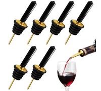 Lot de 10 becs verseurs en acier inoxydable avec bouchon anti-poussière en caoutchouc pour bouteilles de vin et d'huile (doré, standard-A)