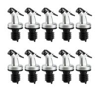 Lot de 10 becs verseurs pour bouteilles d'huile, bec verseur universel | avec clapet, joint en silicone, bec verseur anti-gouttes pour l'huile d'olive, le vinaigre, le vin et les spiritueux