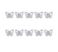 Lot de 10 bijoux pour ongles 3D de luxe - Zircon - Cristaux brillants - Diamant - Pour décoration d'ongles - Bagues et boucles d'oreilles