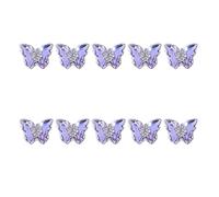 Lot de 10 bijoux pour ongles 3D de luxe - Zircon - Cristaux brillants - Diamant - Pour décoration d'ongles - Bagues et boucles d'oreilles