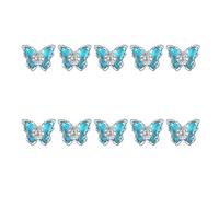 Lot de 10 bijoux pour ongles 3D de luxe - Zircon - Cristaux brillants - Diamant - Pour décoration d'ongles - Bagues et boucles d'oreilles