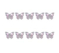 Lot de 10 bijoux pour ongles 3D de luxe - Zircon - Cristaux brillants - Diamant - Pour décoration d'ongles - Bagues et boucles d'oreilles