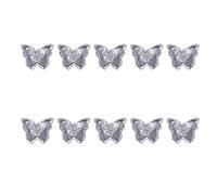 Lot de 10 bijoux pour ongles 3D de luxe - Zircon - Cristaux brillants - Diamant - Pour décoration d'ongles - Bagues et boucles d'oreilles