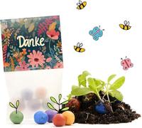 Lot de 10 billes de fleurs « Merci » - Petit cadeau et souvenir durable - Bombes à graines pour collègues, invités et enfants - Bombes de fleurs, graines de fleurs et bombes à graines comme