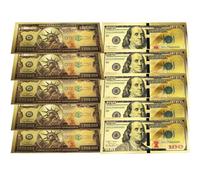 Lot de 10 billets de dollars dorés - 5 $ et 5 millions de dollars plaqués or pour portefeuille décoratif, apportant abondance et prospérité