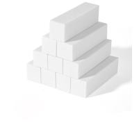 Lot de 10 Bloc Polissoir Ongles, Lime de Polissoir a Ongle Professionnelle pour Poncer Les Ongles en Acrylique ou Gel Naturel, 4 Faces Lavable pour Manucure - Blanc