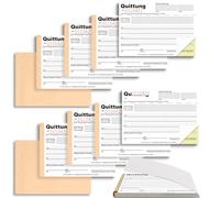 Lot de 10 blocs de reçus pour petits entrepreneurs - Format A6 - Format paysage - 2 x 40 feuilles - Blocs de reçus numérotés et micro-perforés - Autocopiants - Blanc
