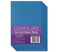 Lot de 10 blocs polymères bleus extra doux 100 x 150 mm double face - 3,2 mm super doux pour une sculpture facile de lino - par Essential Arts