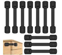 Lot de 10 Bloque Porte Bébé, Securite Placard Enfant avec Adhésif Fort, Bloc Porte Securite Bebe, Bloque Tiroir Placards- Noir
