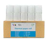 lot de 10 - Bobine Papier Thermique, 80 x 80 x 12 mm, rouleaux thermique 80x80x12 pour ticket de caisse - bobines de papier thermiques pour imprimante, caisse enregistreuse