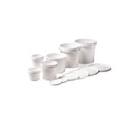 Lot de 10 bocaux en plastique blanc 280 ml avec couvercle hermétique hermétique adapté également pour aliments (280 ml, 10 pièces)