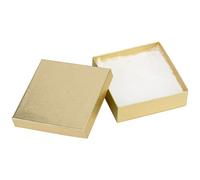 Lot de 10 boîtes à bijoux en carton - 8,9 x 8,9 x 2,5 cm - Petites boîtes cadeaux remplies de coton avec couvercles pour emballage de bijoux (lin doré)