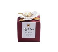 Lot de 10 boîtes à bonbons carrées en papier avec étiquettes et cartes, idéales for un mariage Pour InvitéS - Mariage, BaptêMe(Red)