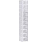 Lot de 10 boîtes à chaussures pliables - cubes à chaussures - dim. 26x35x174 cm - blanc transparent Blanc