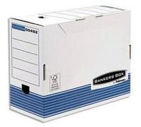 Lot de 10 boîtes archives dos 15cm SYSTEM, montage automatique, carton recyclé blanc/bleu G