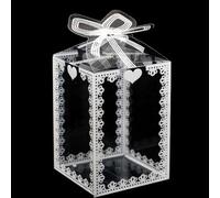 Lot de 10 boîtes cadeau en PVC transparent - Cube transparent - Boîte d'emballage pliable - Boîte à bonbons - Faveur de mariage - Boîte d'invités pour anniversaire, Noël, fête, 5 x 5 x 7 cm