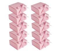 Lot de 10 boîtes cadeaux en papier kraft avec couvercle et nœud en ruban - 11,5 x 11,5 x 5 cm - Assemblage facile - Boîtes de présentation en papier kraft pour fêtes, Noël, anniversaire, mariage