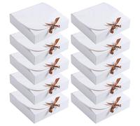 Lot de 10 boîtes cadeaux en papier kraft avec couvercle et nœud en ruban - 24 x 24 x 6 cm - Assemblage facile - Boîtes de présentation en papier kraft pour fêtes, Noël, anniversaire, mariage