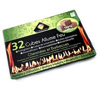 Lot de 10 boites de cubes allume-feu pour cheminées | Barbecues feux de camp fours à bois poêle | Bois compressé cire végétale | 32 cubes par boite | Naturel | Kibros 4CALFx10