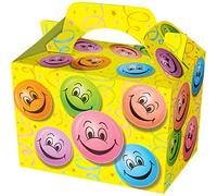 Lot de 10 boîtes de fête à thème pour enfants/enfants - Pour transporter de la nourriture, un pique-nique, un anniversaire, un mariage, une fête prénatale (visage heureux)