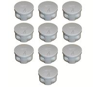 Lot de 10 boîtes de jonction rondes de 65 mm IP44 étanches aux éclaboussures avec œillets en caoutchouc et couvercle à clipser 65 x 35 mm Gris