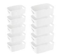 Lot de 10 Boîtes de Rangement en Plastique, Couleurs Paniers de Rangement avec Poignées Pour Cuisine, Placard, Bureau, école et Maison (2 Taille)