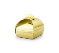 Lot de 10 boîtes dragées or 6 x 6 x 5,5 cm