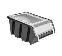 Lot de 10 boîtes empilables avec couvercle - 120 x 195 x 9 cm - Noir - Boîtes empilables en plastique, bacs a bec, boites de rangement, boites au garage, containers de stockage