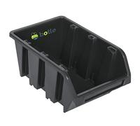 Lot de 10 boîtes empilables en Plastique Noir - 29 x 20 x 15 cm, bacs a Bec, boites de Rangement, boites au Garage, containers de Stockage, Un Atelier de réparation Automobile